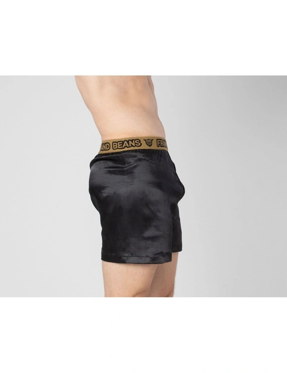 Frank and Beans 6 Pack Satin Black Gold Boxer Shorts Mens Underwear, hi-res image number null