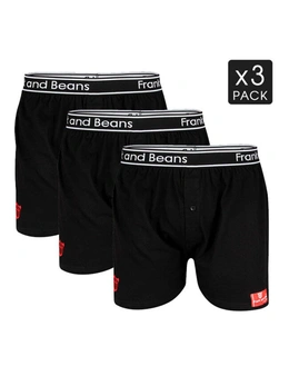Frank and Beans Boxer Shorts 3 Packs Black Mens Underwear