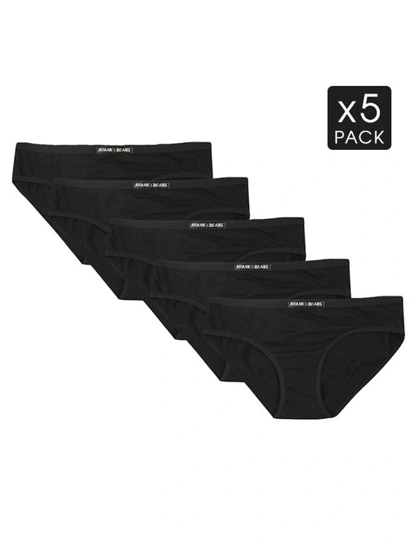Frank and Beans Bikini Brief 5 Black Pack Womens Underwear, hi-res image number null