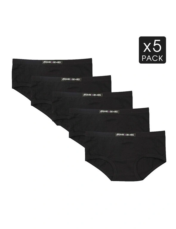 Frank and Beans Boyleg 5 Black Pack Womens Underwear, hi-res image number null