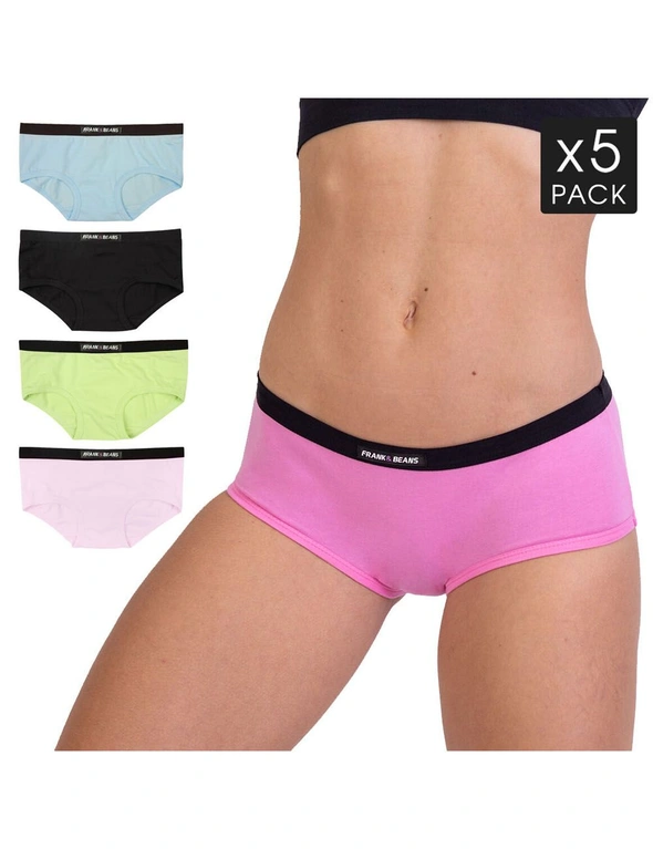 Frank and Beans Boyleg 5 Mix Colour Womens Underwear, hi-res image number null