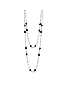 By F&R Baroque Pearl & Onyx Flapper Necklace