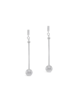By F&R Contemporary Long Drop Ball Earrings  - Silver