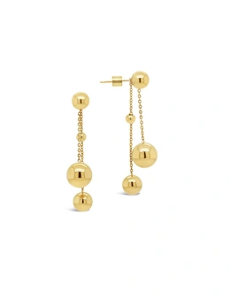 By F&R Contemporary Double Drop Ball Earrings - Gold