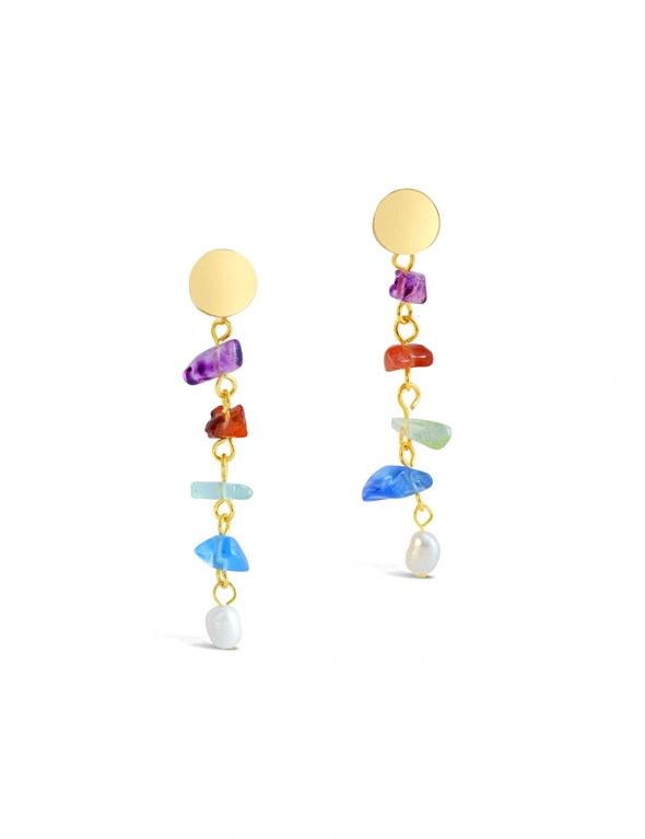 By F&R Kandi Island Mixed Gemstones & Baroque Pearl Earrings, hi-res image number null