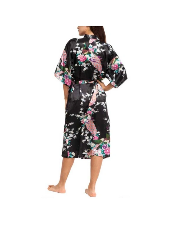 Women Floral Silky Satin Robe, hi-res image number null