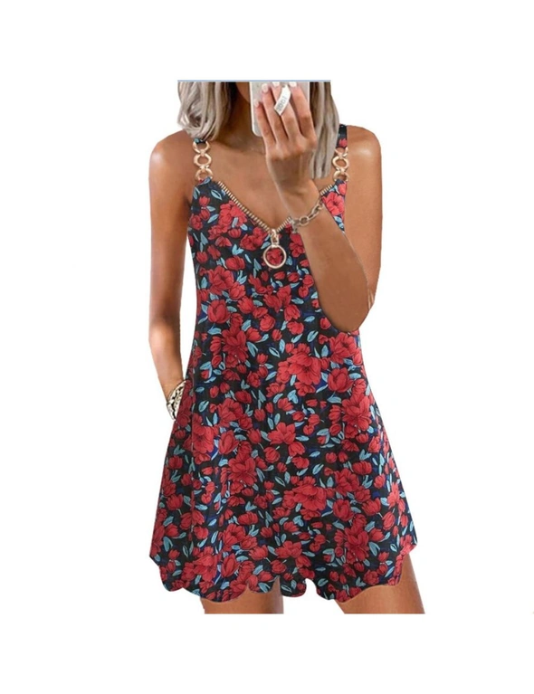 Women's Floral Printed Swing Dress Sundress with Pockets, hi-res image number null