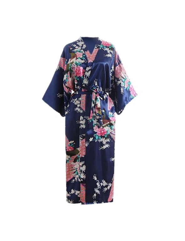Women Floral Silky Satin Robe, hi-res image number null