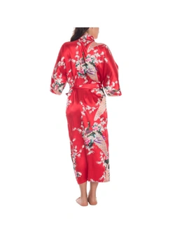 Women Floral Silky Satin Robe