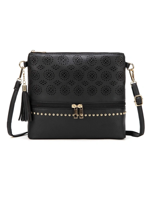 Hollow Crossbody Bag with Dual Zipper, hi-res image number null