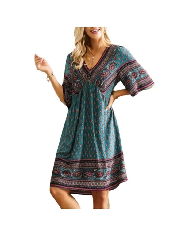 V Neck Holiday Ethnic Dress, hi-res image number null