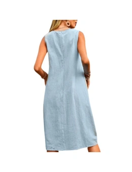 Cotton and Linen Sleeveless Pocket Dress