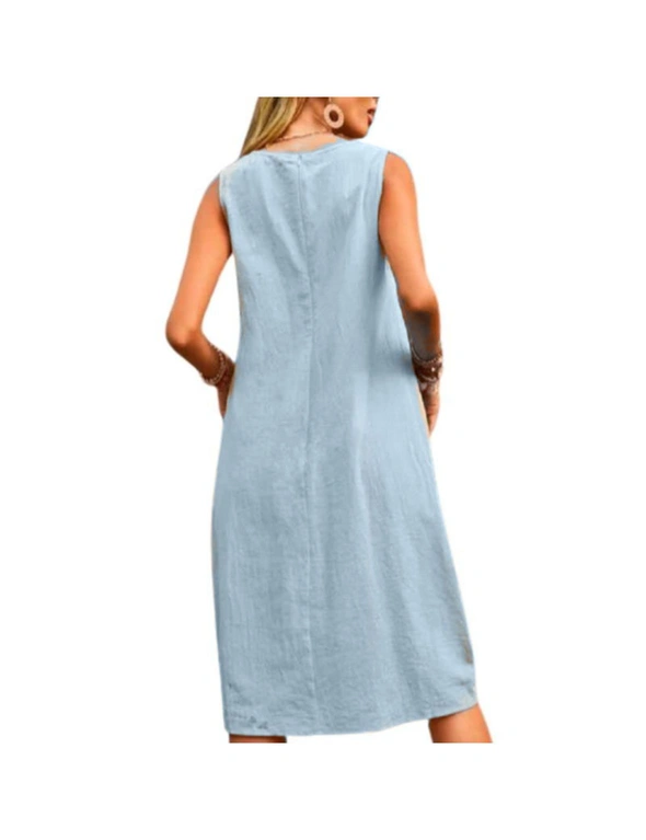 Cotton and Linen Sleeveless Pocket Dress, hi-res image number null