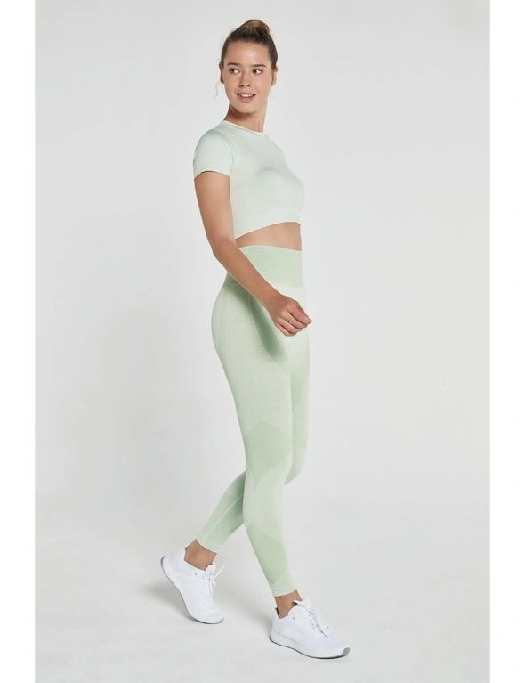 Jerf Womens Captiva Green Seamless Crop Top with Short Sleeves - L, hi-res image number null