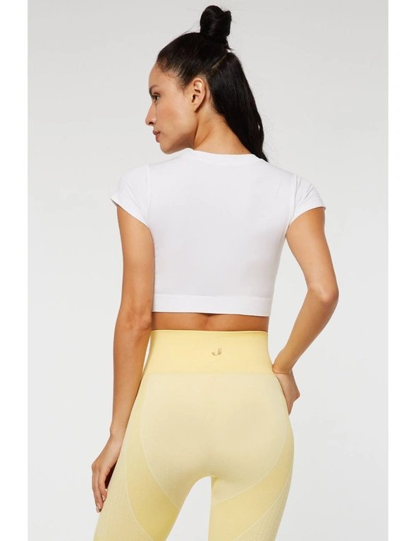 Jerf Womens Captiva White Seamless Crop Top with Short Sleeves - L, hi-res image number null