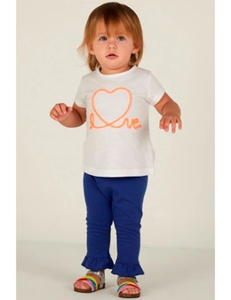 Mamino Baby Girl Love Ruffle Pant and T-Shirt 2 Pieces Set