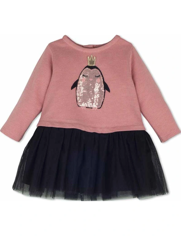 Mamino Baby Girl Pinguin Pink and Black Dress - 18-24 months, hi-res image number null