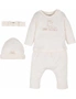 Idilbaby Gots Organic Baby Girl Bird Trouser Top Headband Hat Set of 4 Gift Box - 6-9 months, hi-res