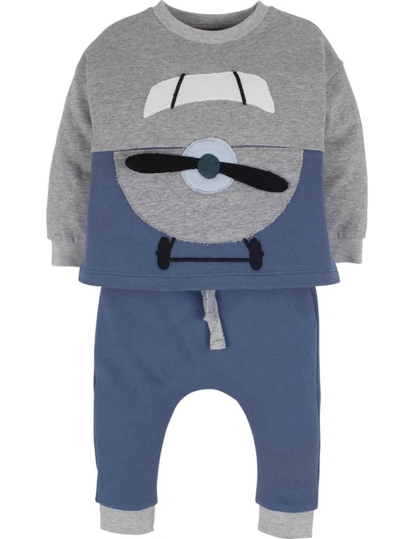 Mamino Baby Boy Plane Pant & Long Sleeves Sweatshirt 2 Pieces Set - 18-24 months, hi-res image number null