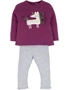 Mamino Baby Girl Poney Grey Ruffle Pant and Fushia Tee Shirt Set - 18-24 months, hi-res