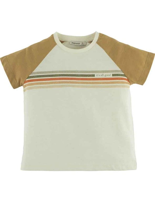 Mamino Boy All Good Beige Short Sleeves Printed Tee Shirt - 5 years, hi-res image number null