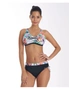 Aqua Perla Womens Raymonda Black and Print Tie Side Ruched Bikini Bottom SPF 50+ - 44 (16 or XXL), hi-res