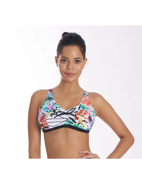 Aqua Perla Womens Raymonda Printed Bikini Top with Drawstring SPF 50+ - 44 (16 or XXL), hi-res image number null