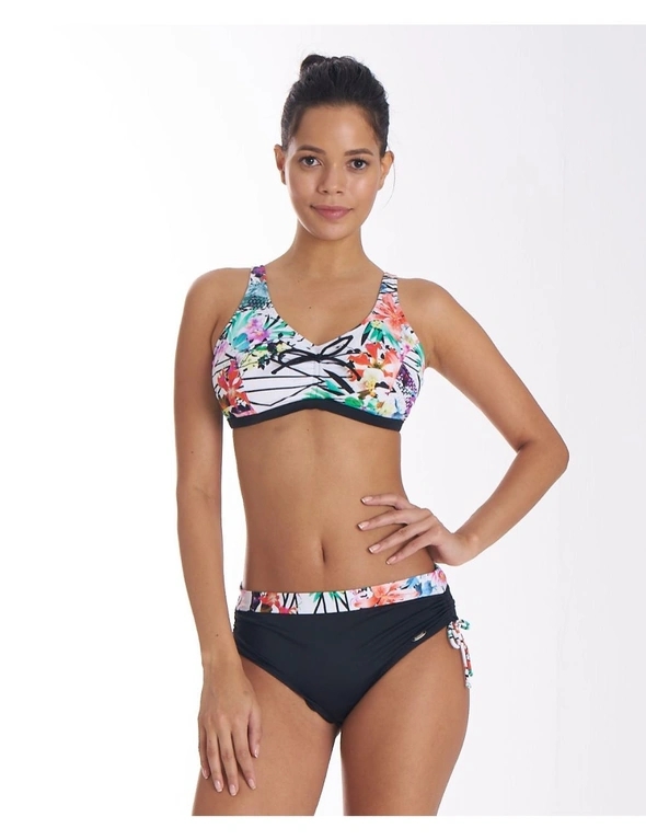 Aqua Perla Womens Raymonda Printed Bikini Top with Drawstring SPF 50+ - 44 (16 or XXL), hi-res image number null