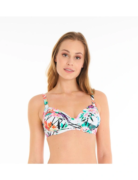 Aqua Perla Womens Rayuela Printed Wired Bikini Top SPF 50+ - 44 (16 or XXL), hi-res image number null