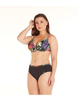 Aqua Perla Womens Louisa Black and Print Bikini Bottom Plus size Spf50+ - 50 (22 or 5XL)