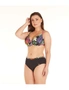 Aqua Perla Womens Louisa Black and Print Bikini Bottom Plus size Spf50+ - 50 (22 or 5XL), hi-res