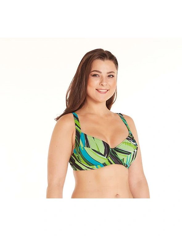 Aqua Perla Womens Marny Green Bikini Top Plus Size SPF50+ - 50 (22 or 5XL), hi-res image number null