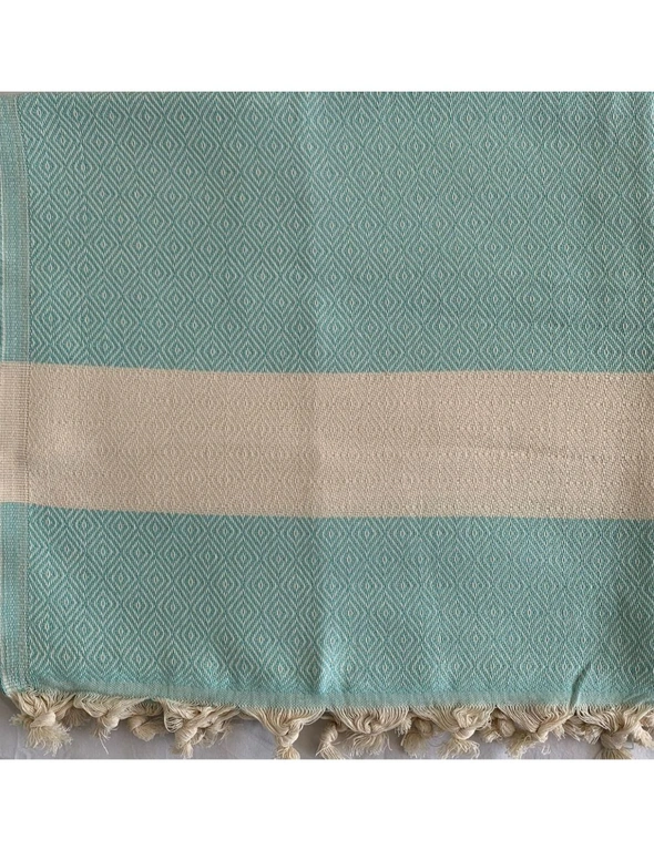 Aqua Perla Isparta Turkish Towel Mint Green White Peshtemal Cotton, hi-res image number null