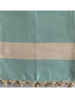 Aqua Perla Isparta Turkish Towel Mint Green White Peshtemal Cotton