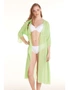 Aqua Perla Womens Emmanuelle Green Plunging Neck Drawstring Bikini Cover up Beach Dress, hi-res