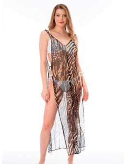 Aqua Perla Womens Eliane Printed Bikini Cover up Long Beach Dress