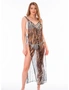 Aqua Perla Womens Eliane Printed Bikini Cover up Long Beach Dress, hi-res