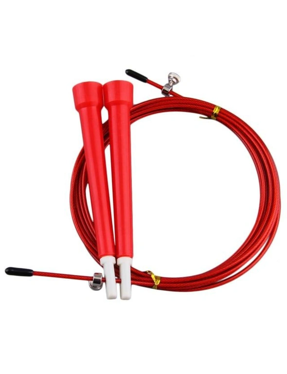 3 Metre Adjustable Steel Skipping Ropes Jump Cardio Exercise Fitness Gym Crossfit - Red, hi-res image number null