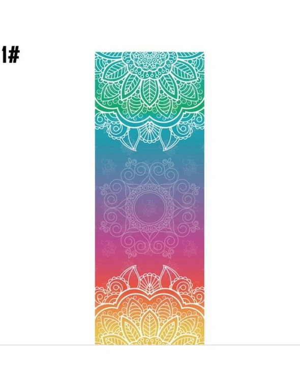 Colourful Mandala Yoga Towel Non-Slip Portable Travel Pilates Blanket - Rainbow, hi-res image number null