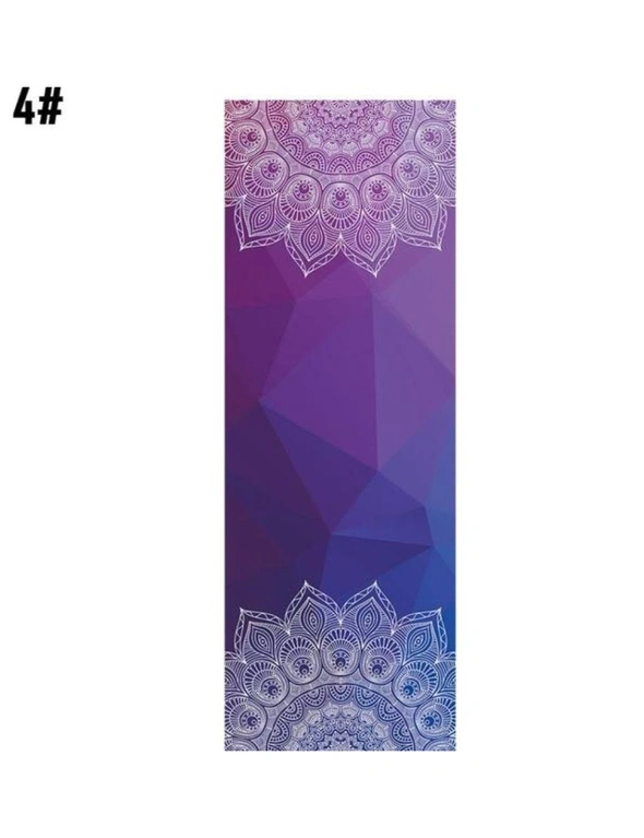 Colourful Mandala Yoga Towel Non-Slip Portable Travel Pilates Blanket - Purple And Dark Blue, hi-res image number null