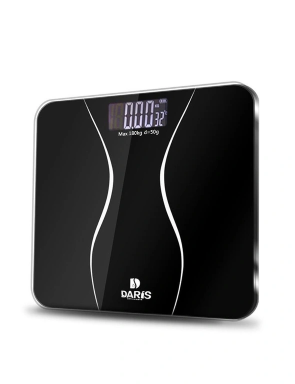 Digital Bathroom Scales Black Lcd Display Weight Management Fitness- Black, hi-res image number null