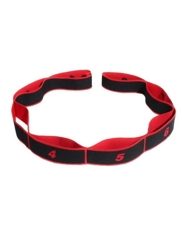 Yoga Stretching Multi Loop Strap Pilates Gym Flexibility Home Exercise Fitness Workout - Red Black, hi-res image number null