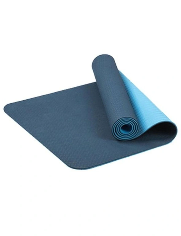 Two-Tone Colours 6Mm Tpe Non-Slip Yoga Mat Home Gym Fitness Equipment Exercise Mat - Blue, hi-res image number null