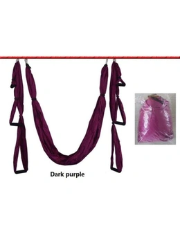 Anti-Gravity Aerial Yoga Hammock Hanging Belt Swing Trapeze Home Gym Fitness Exercises - Dark Purple