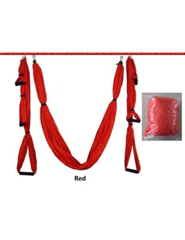 Anti-Gravity Aerial Yoga Hammock Hanging Belt Swing Trapeze Home Gym Fitness Exercises - Red