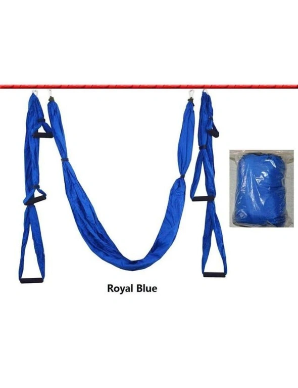 Anti-Gravity Aerial Yoga Hammock Hanging Belt Swing Trapeze Home Gym Fitness Exercises - Royal Blue, hi-res image number null