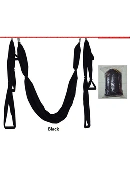 Anti-Gravity Aerial Yoga Hammock Hanging Belt Swing Trapeze Home Gym Fitness Exercises - Black