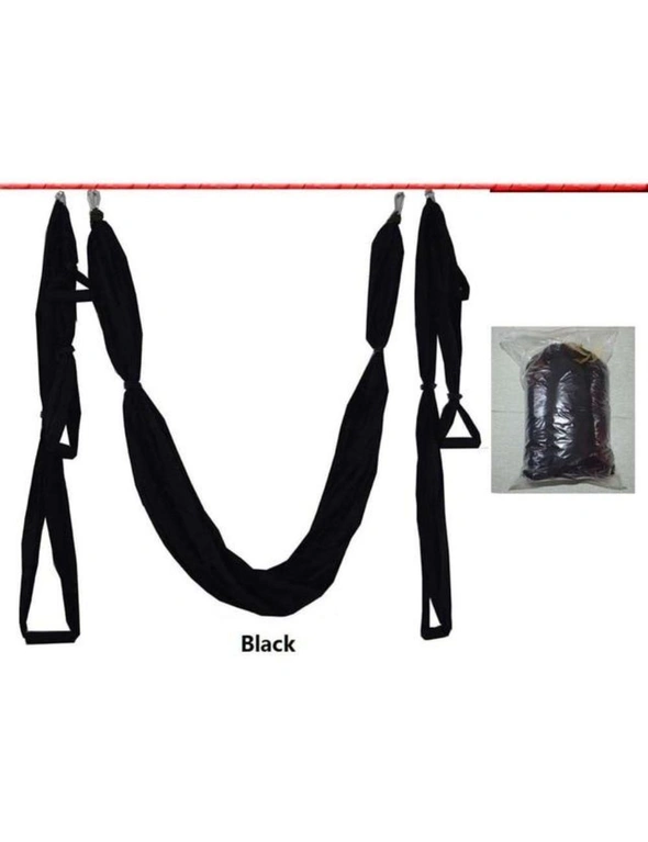 Anti-Gravity Aerial Yoga Hammock Hanging Belt Swing Trapeze Home Gym Fitness Exercises - Black, hi-res image number null