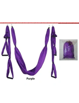 Anti-Gravity Aerial Yoga Hammock Hanging Belt Swing Trapeze Home Gym Fitness Exercises - Purple