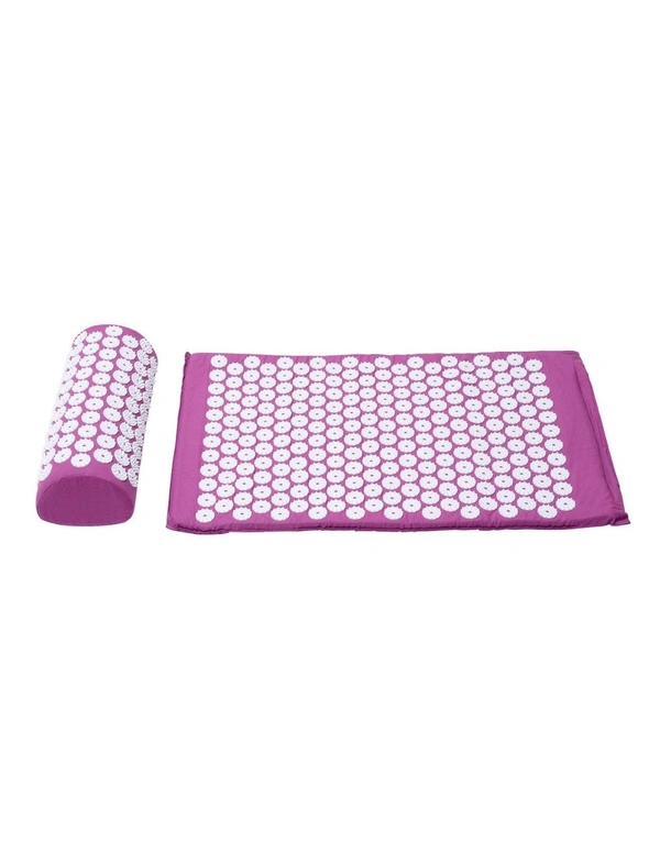 Purple Massage Acupressure Yoga Mat With Pillow Stress Relief Exercise Mat- Purple, hi-res image number null